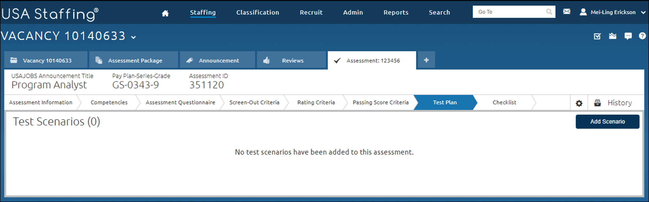 Blank Test Plan page.