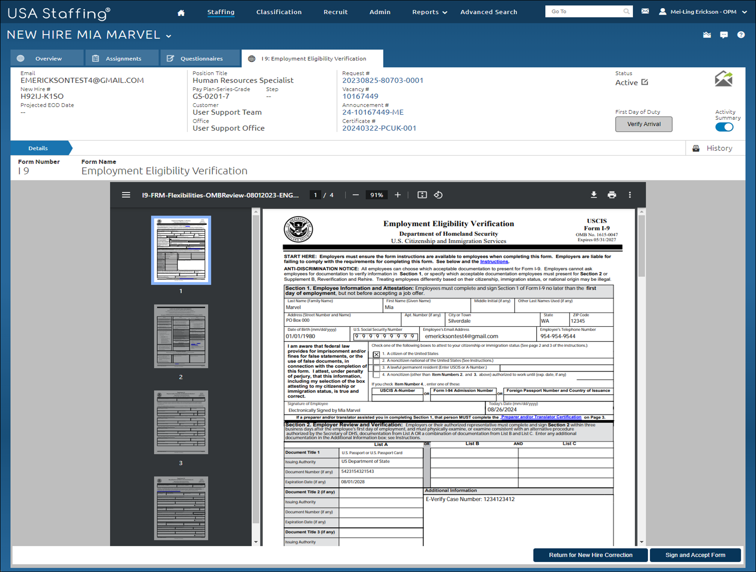 Forms page displaying the PDF version of the form.