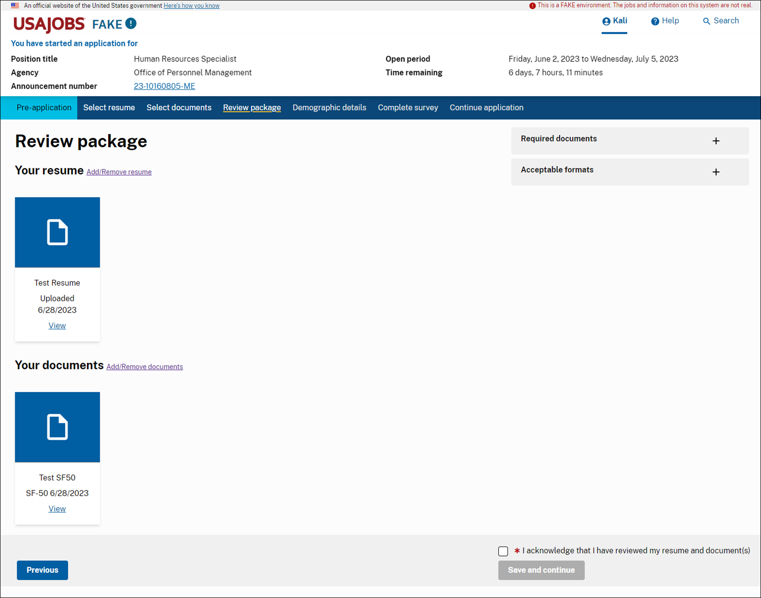 Step 3 in the USAJOBS transfer- Review Package.