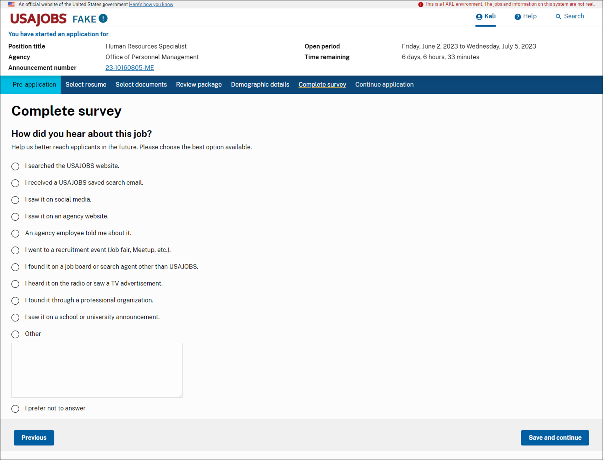Step 5 in the USAJOBS transfer – Include Survey Info.