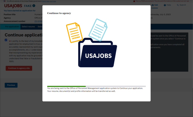 Continue to Agency page.