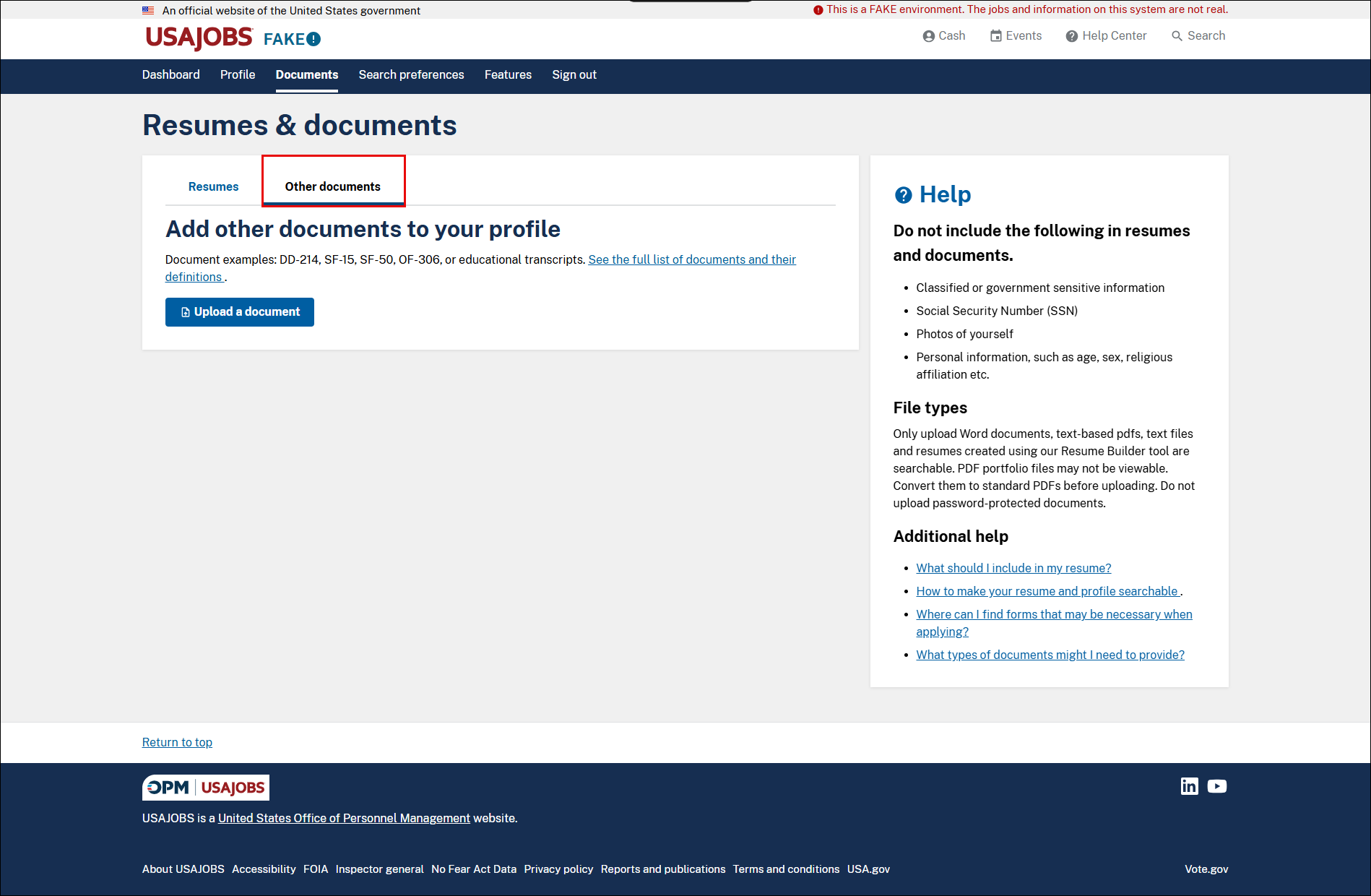 Other Documents page with Other highlighted.