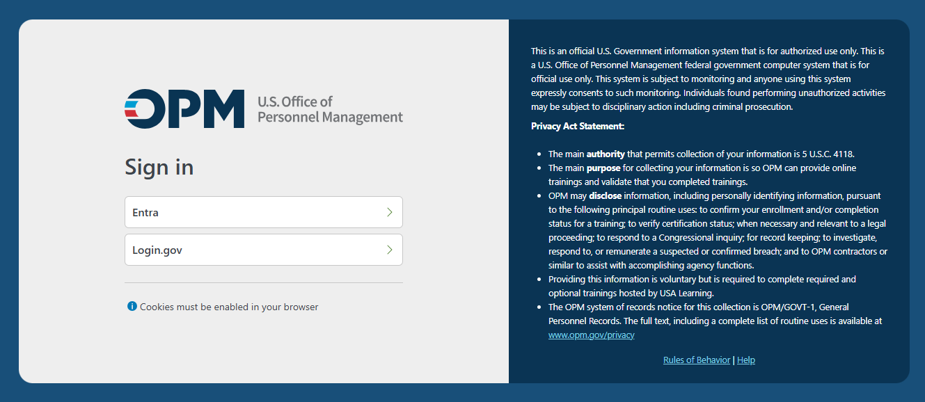 Logging into the Online Training Portal.